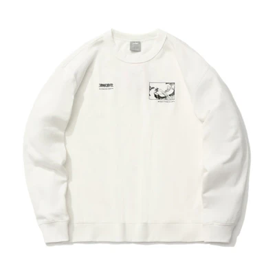 Li-Ning Skateboarding Printed Crewneck Sweatshirt Mens - Champagne White AWDR115-4