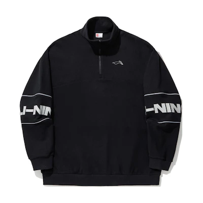 Li-Ning Skateboarding Reflective Logo Pullover Crewneck Sweatshirt Black Unisex AWDU323-1