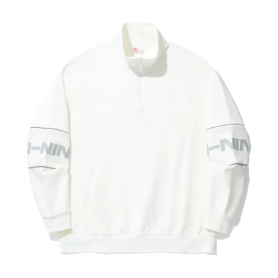 Li-Ning Skateboarding Reflective Logo Pullover Crewneck Sweatshirt Off-White Unisex AWDU323-2