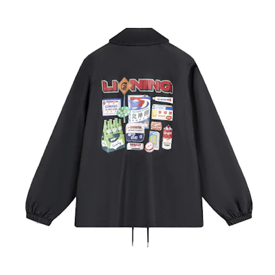 Li-Ning Skateboarding Series Black Fleece Jacket with Letter Print Design AFDU091-1