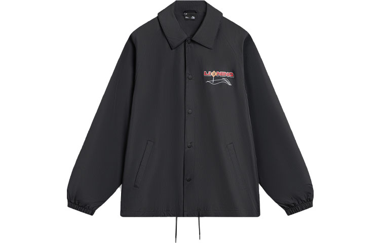 Lookbook Li-Ning Skateboarding Series Black Fleece Jacket with Letter Print Design AFDU091-1