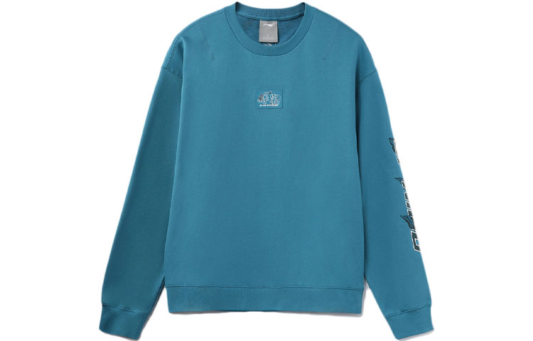 Li-Ning Skateboarding Series Blue Graphic Crewneck Sweatshirt for Men AWDR477-2