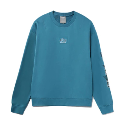 Li-Ning Skateboarding Series Blue Graphic Crewneck Sweatshirt for Men AWDR477-2