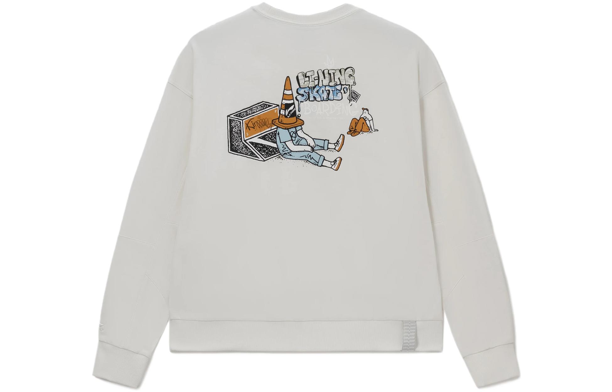 Li-Ning Skateboarding Series Cartoon Print Pullover Sweatshirt - Off-White AWDS165-2
