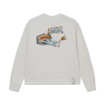 Li-Ning Skateboarding Series Cartoon Print Pullover Sweatshirt - Off-White AWDS165-2
