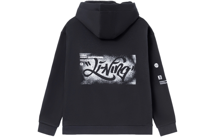 Li-Ning Skateboarding Series Fleece Hoodie Black Winter Pullover AWDR821-1