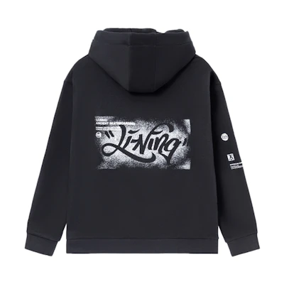 Li-Ning Skateboarding Series Fleece Hoodie Black Winter Pullover AWDR821-1
