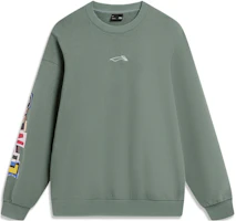 Li-Ning Skateboarding Series Logo Graphic Crewneck Sweatshirt - Qianshan Green AWDU137-5 Li-Ning Skateboarding Series Logo Graphic Crewneck Sweatshirt - Qianshan Green AWDU137-5