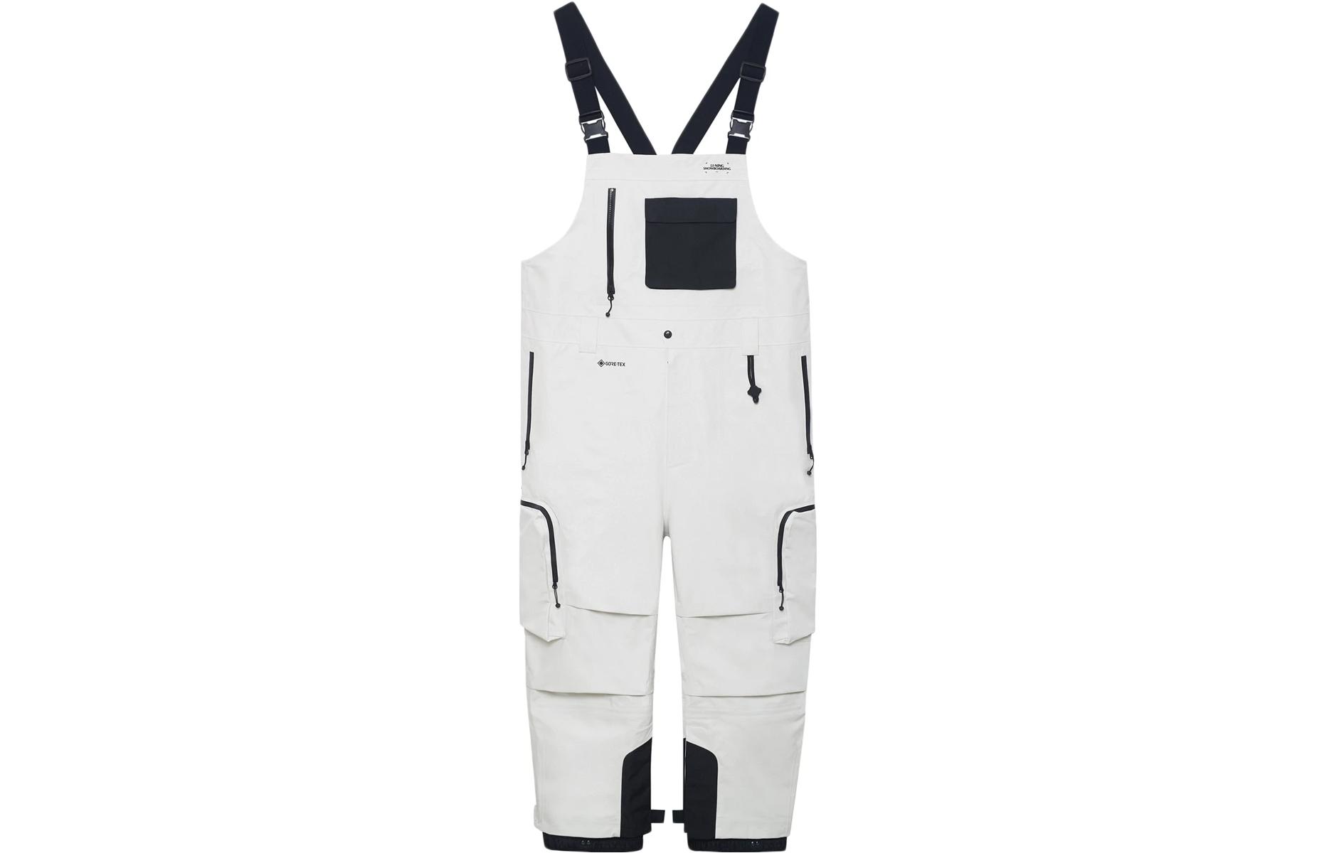 LI-NING Skateboarding Series Logo Print Multi-Pocket Jumpsuit Unisex - White. AHXS015-2