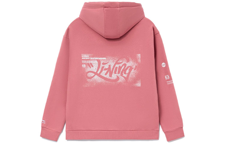 Li-Ning Skateboarding Series Pink Fleece Pullover Hoodie AWDR821-5