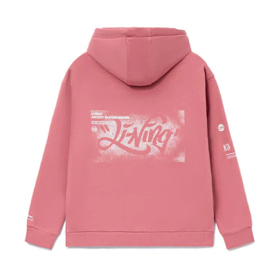 Li-Ning Skateboarding Series Pink Fleece Pullover Hoodie AWDR821-5