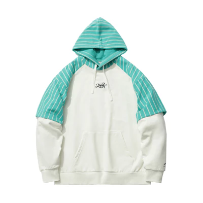 Li-Ning Skateboarding Series Two-in-One Striped Hoodie Champagne White/Icy Green AWDR119-3