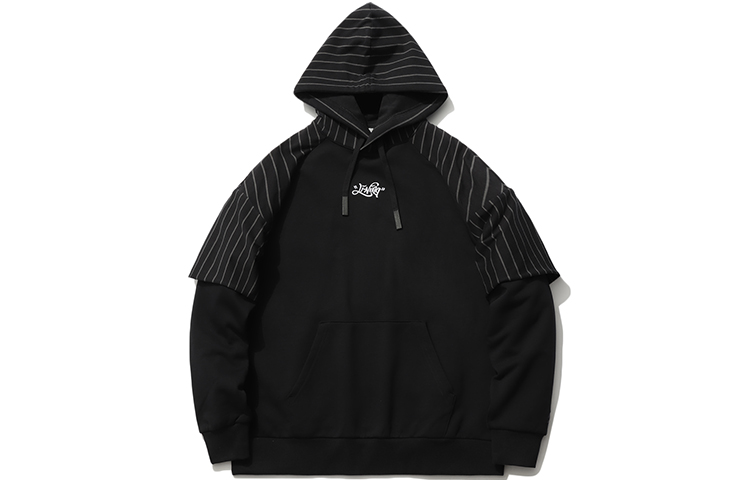 Li-Ning Skateboarding Striped Pullover Sweatshirt Long Sleeve Black () AWDR119-1