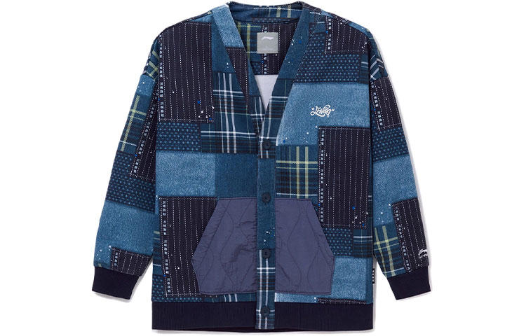 Li-Ning Skateboarding V-Neck Colorblock Logo Jacket Blue AFDR737-2