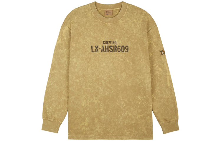 Li-Ning Skateboarding Yellow Loose Fit Crewneck Sweatshirt with Letter Graphics AHSR609-1