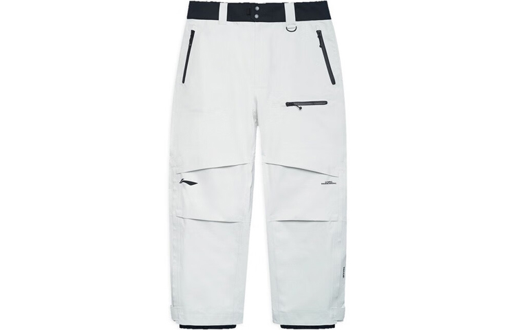 Li-Ning Ski Series Colorblock Printed Mid-Rise Straight Pants Unisex Off-White AHXS003-2