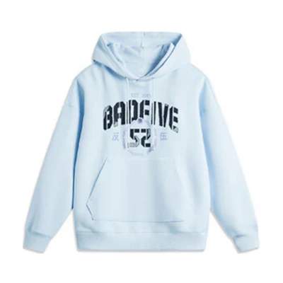 Li-Ning Sky Blue Loose Fit Letter Hoodie Long Sleeve Pullover AWDU263-5