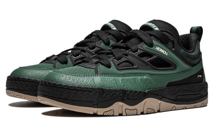 Lookbook 李寧 スニーカー ロー "ブラックグリーン" (Rīningu Sunīkā Rō "Burakku Gurīn") AGLU063-2