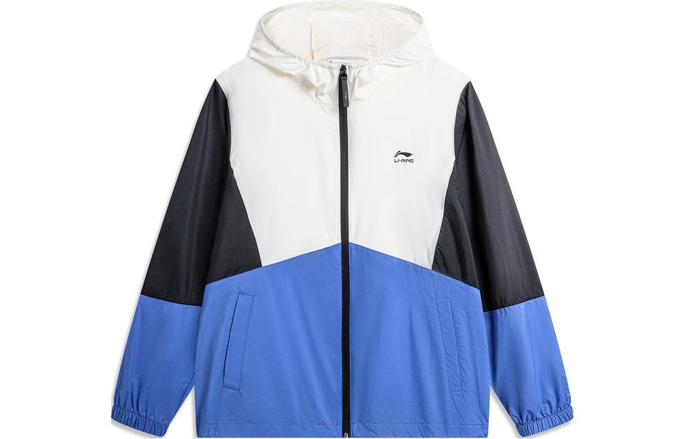 Li-Ning Softshell UPF50+ UV Protection Jacket White/Blue Rainbow Colorblock Men AFDU363-5