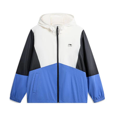 Li-Ning Softshell UPF50+ UV Protection Jacket White/Blue Rainbow Colorblock Men AFDU363-5