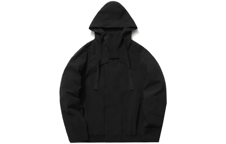 Li-Ning Solid Color Black Casual Hooded Sports Jacket AJDR221-1