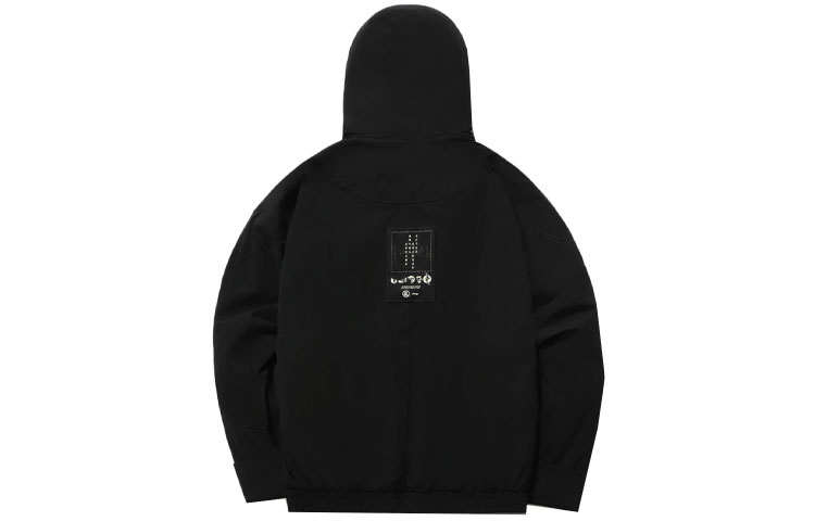 Lookbook Li-Ning Jaket Olahraga Hoodie Hitam Polos Kasual AJDR221-1