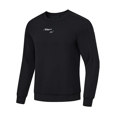 Li-Ning Solid Color Crewneck Knit Sweatshirt Black Fitness Series AWDU057-1