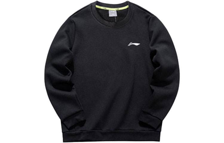 Li-Ning Solid Color Crewneck Pullover Sweatshirt Black () AWDR953-1