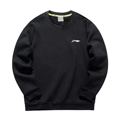 Li-Ning Solid Color Crewneck Pullover Sweatshirt Black () AWDR953-1