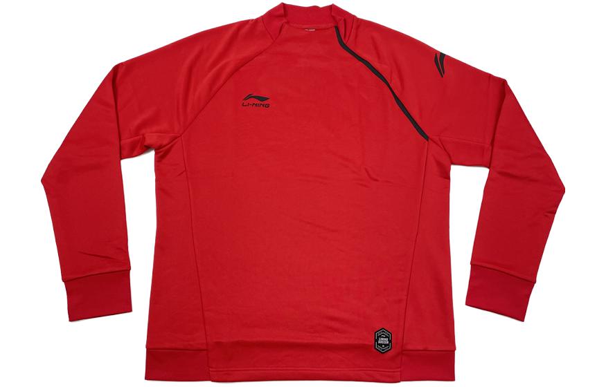 Li-Ning Solid Color Crewneck Pullover Sweatshirt Vermilion Red AWDR605-5