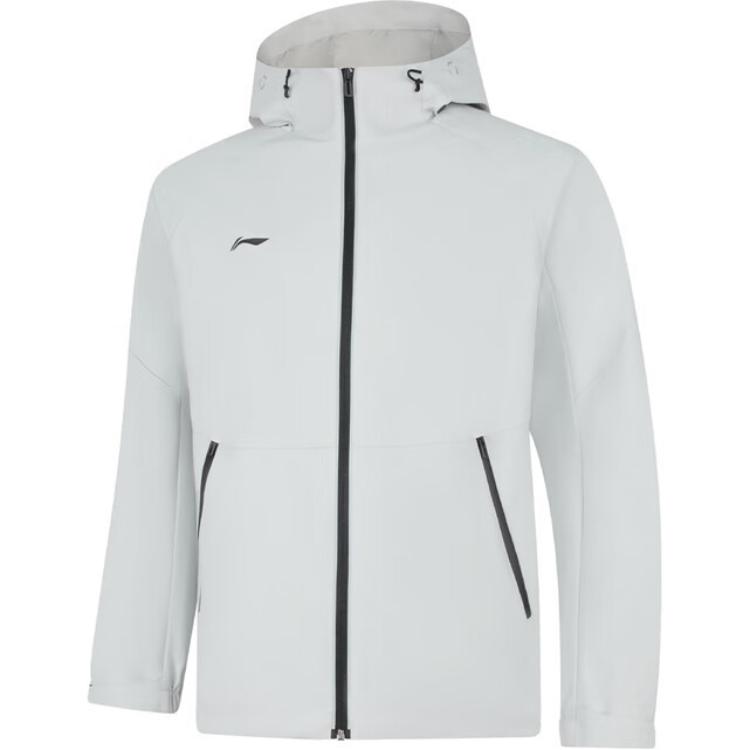 Li-Ning Solid Color Hooded Long-Sleeve Windbreaker Water Drop Gray AFDUA11-2