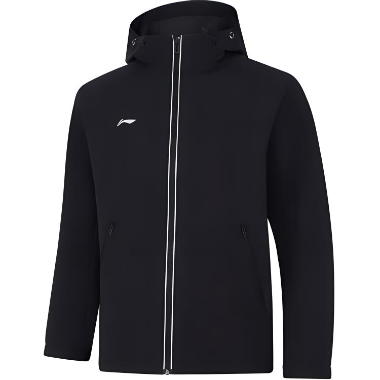 Li-Ning Solid Color Hooded Windbreaker Jacket Black AFDUA11-1