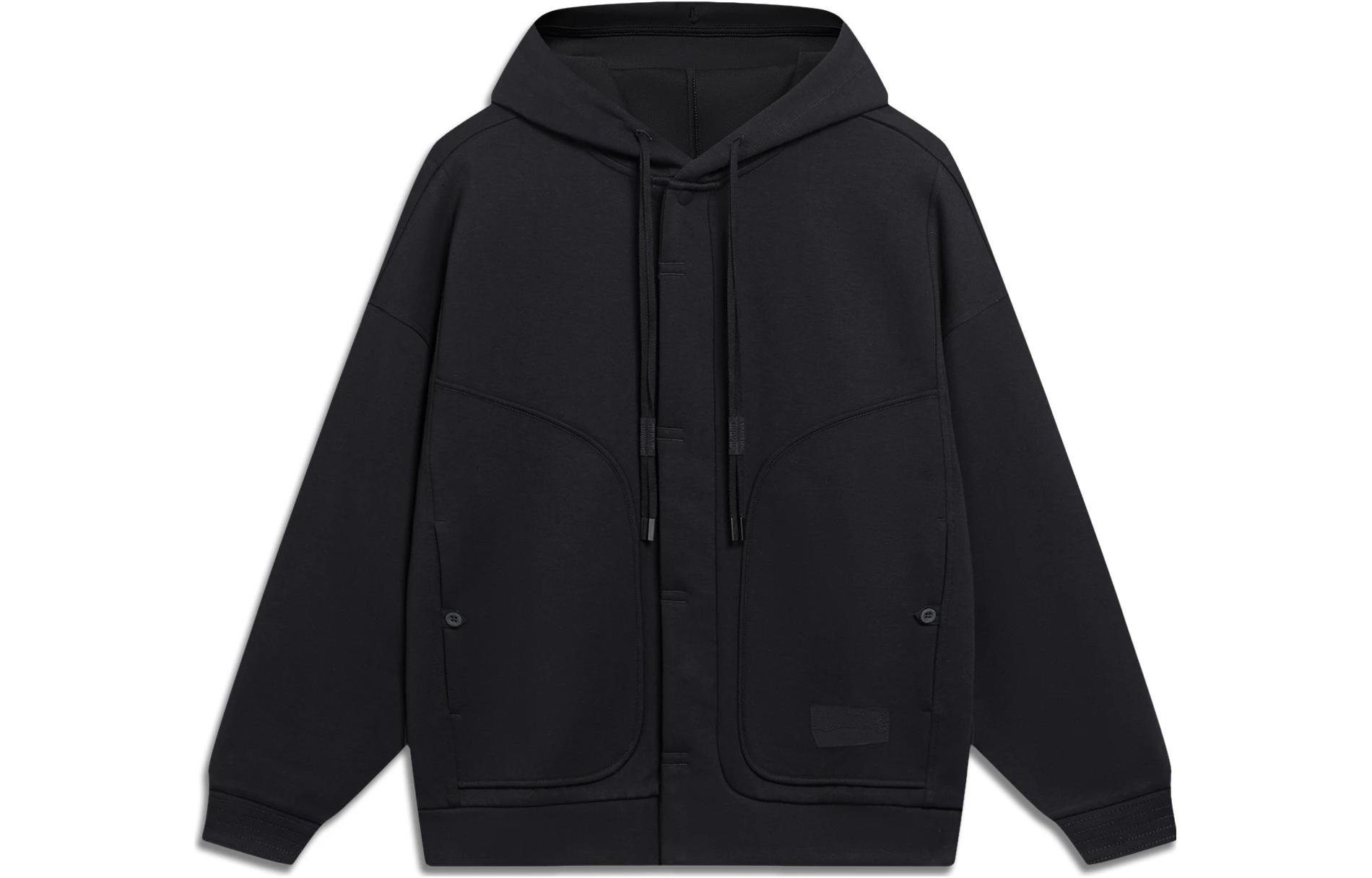 Li-Ning Solid Color Loose Fit Zip Hoodie Unisex - Charcoal Black AWDT199-1