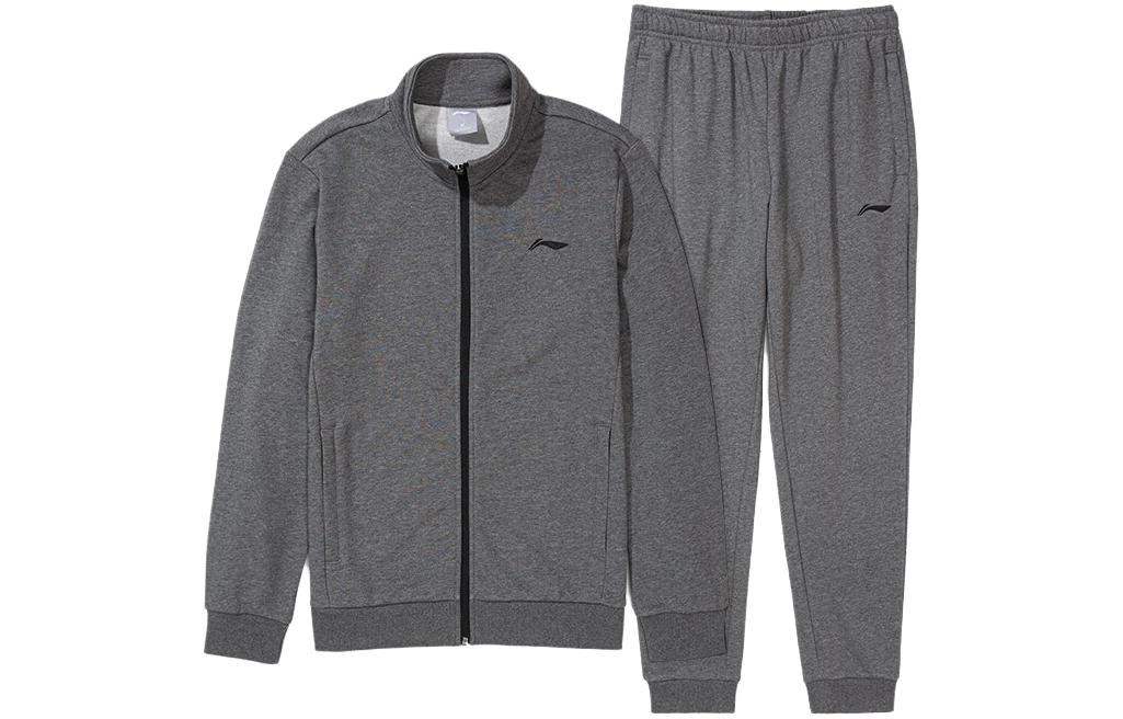 Li-Ning Solid Color Zip-Up Track Suit Set Unisex Deep Gray AWEQ031-3