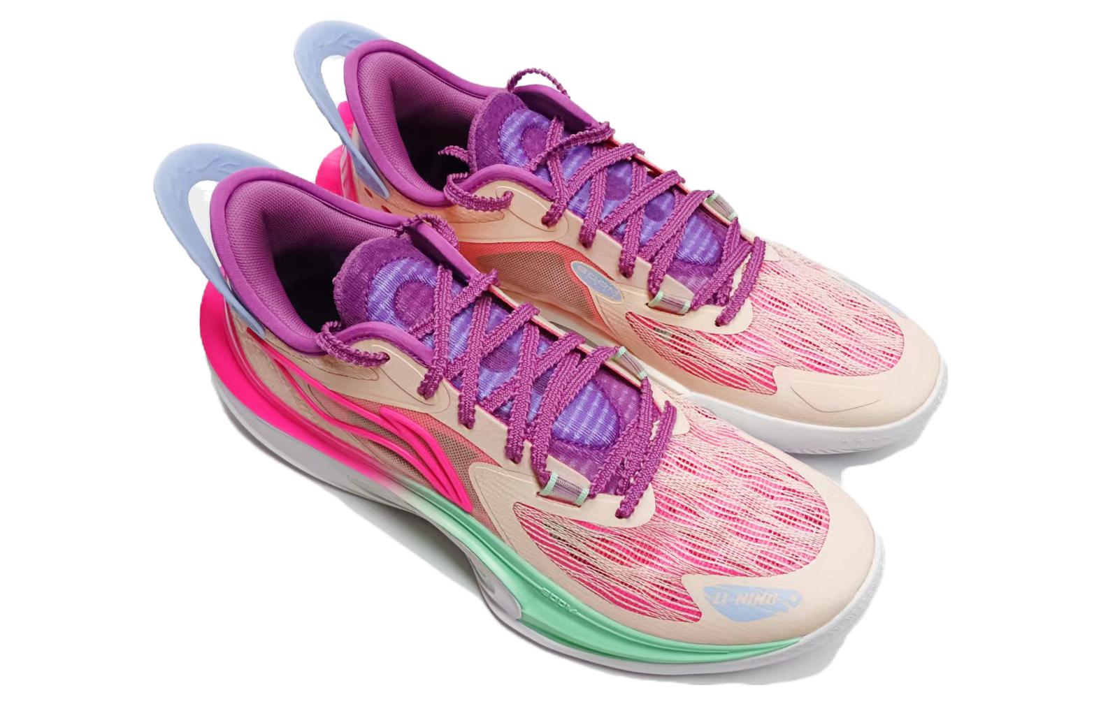 Shop 리닝 소닉 11 V2 '베이지 네온 핑크 민트' ABAT045-5