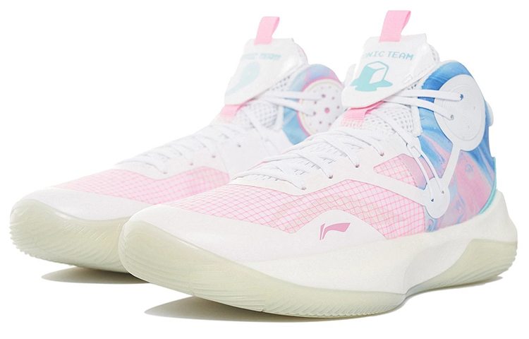 Lookbook Li-Ning Sonic 4 Team ''Weiß Rosa Blau'' ABAS107-1(YC)