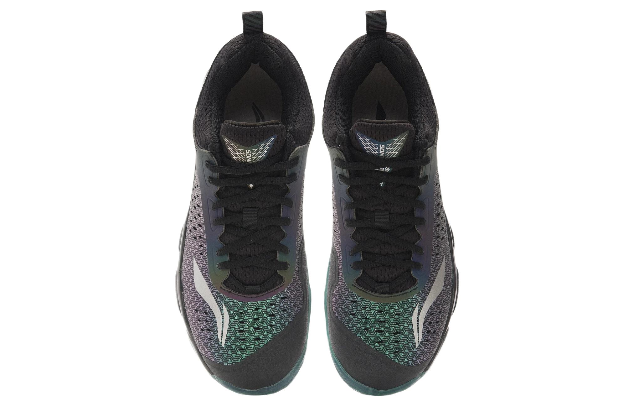 Shop LiNing李寧 音爆 1.0 漸變色 減震耐磨 低筒 羽球鞋 男款 黑藍色