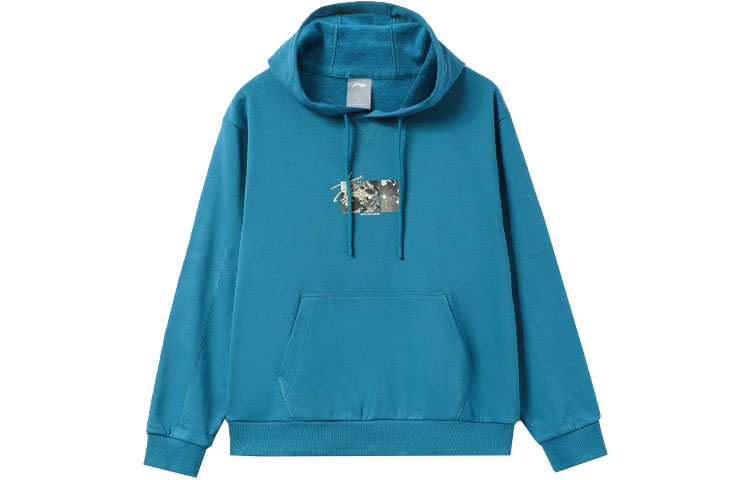 Li-Ning Space Blue Unisex Logo Embroidered Graphic Hoodie AWDR471-2