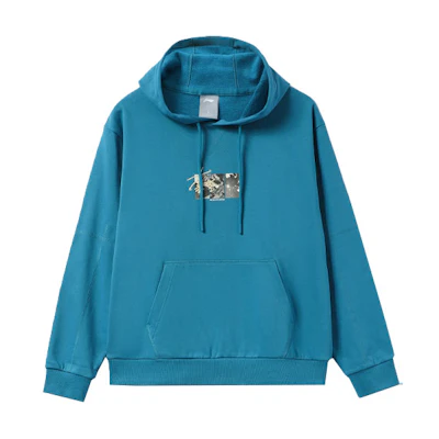 Li-Ning Space Blue Unisex Logo Embroidered Graphic Hoodie AWDR471-2