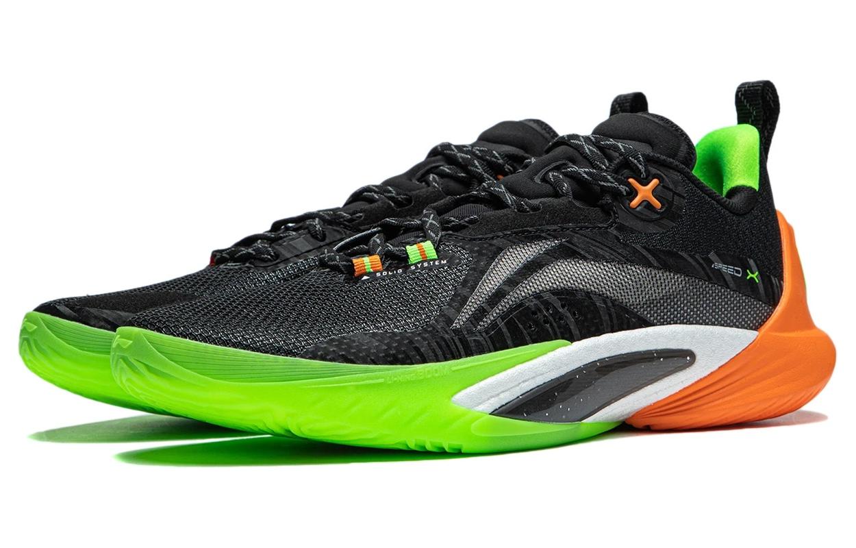 Lookbook LiNing李寧 閃擊10 綠幽靈 減震耐磨 低筒 籃球鞋 男款 黑綠橙