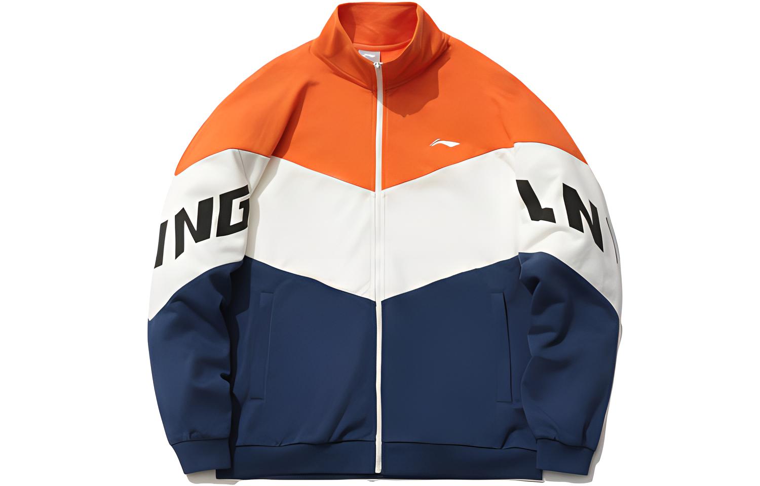 Li-Ning Sport Fashion Colorblock Letter Graphic Zipper Sweatshirt Unisex AWDR574-2