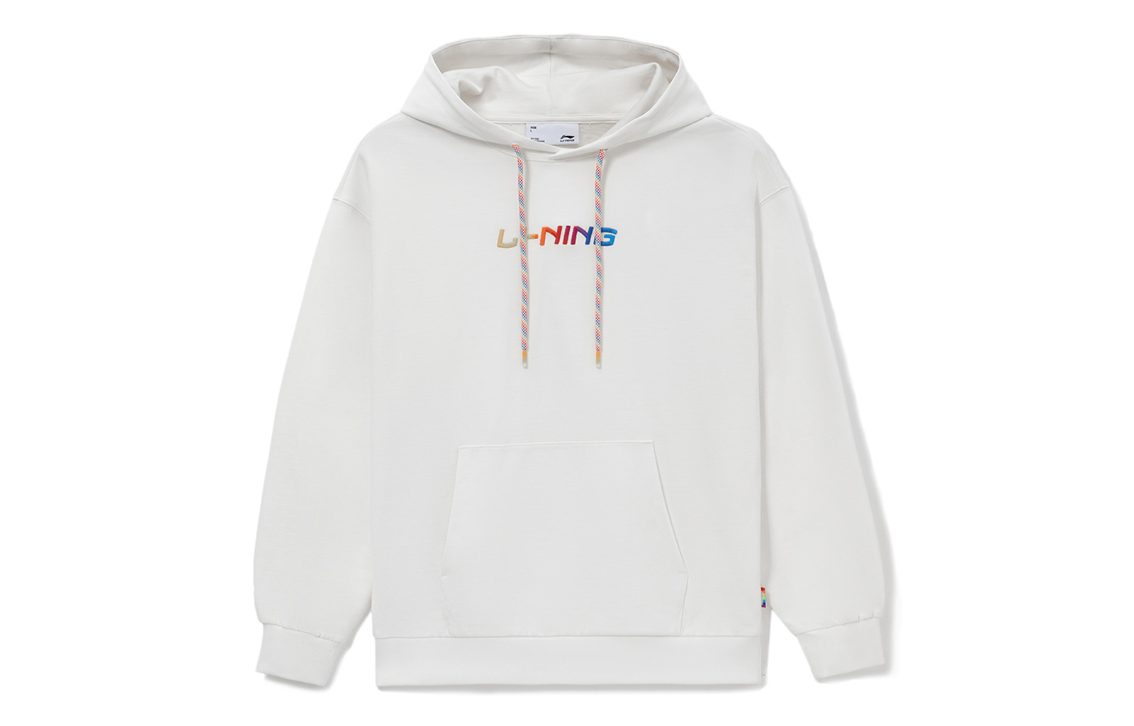 Li-Ning Sport Fashion Embroidered Logo Hoodie Unisex Off-White Sweater AWDS533-2
