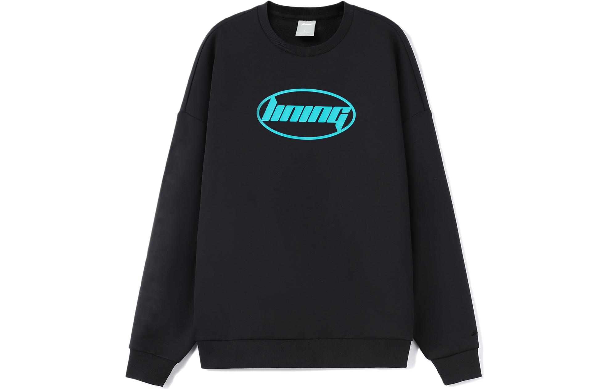 Li-Ning Sport Fashion Series Letter Print Fleece Pullover Unisex - Black AWDRH71-2