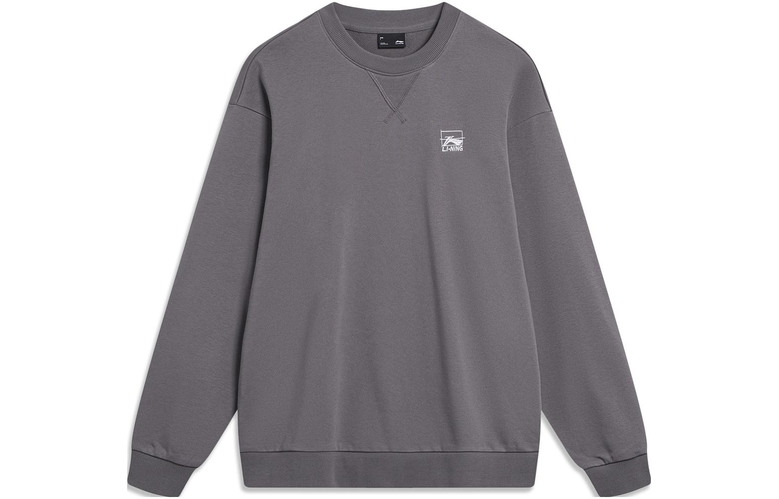 Li-Ning Sport Fashion Unisex Antibacterial Crewneck Sweatshirt - Smoke Grey AWDTB49-10
