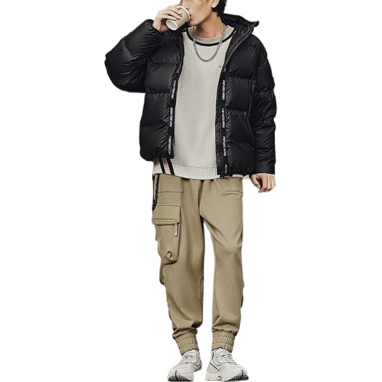 Shop Li-Ning Sport Fashion Unisex Black Down Jacket with Drawstring. AYMS339-2