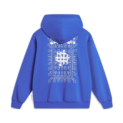 Li-Ning Sport Hoodie Printed Graphic Loose Fit Unisex Bright Blue Pullover AWDT897-2