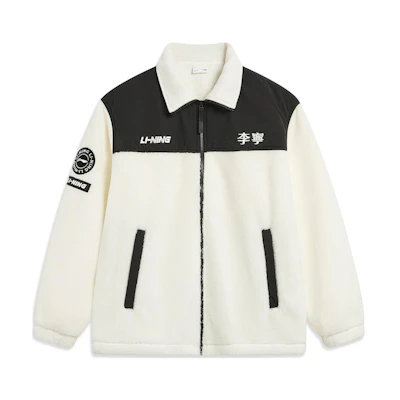 Li-Ning Sport Lifestyle Colorblock Knit Fleece Jacket Unisex - Paper White AFDT841-1