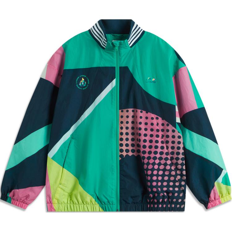 Li-Ning Sport Lifestyle Series Colorblock Zip Windbreaker Navy/Green Unisex. AFDUC05-2