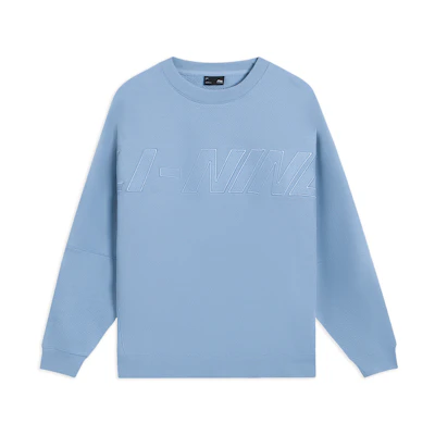 Li-Ning Sport Lifestyle Series Embroidered Pullover Sweatshirt Gray Blue Unisex AWDS927-1