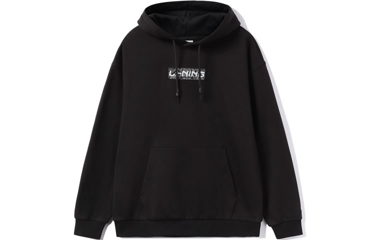 Li-Ning Sport Style Embroidered Logo Fleece Hoodie Unisex - Black AWDRB74-1